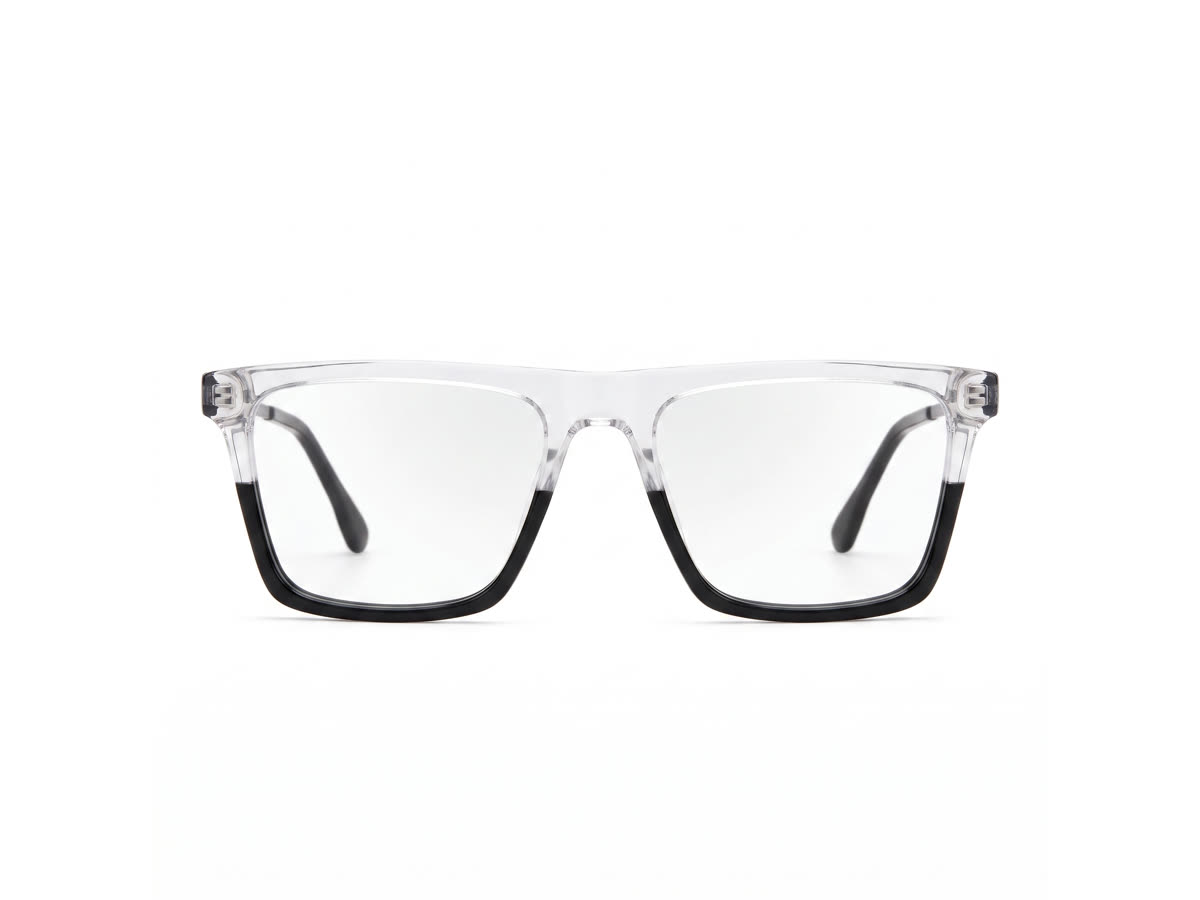 Men's Rectangular crystal acetate — Transparent + Black — Eyeglasses in Transparent + Black