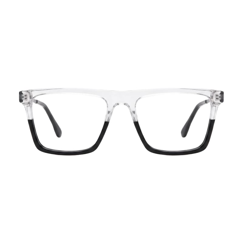 Men's Rectangular crystal acetate — Transparent + Black — Eyeglasses in Transparent + Black