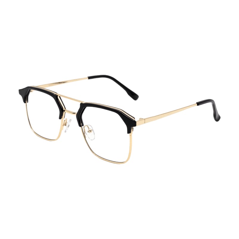 Specialized Frame — Double-Bridge Clubmaster · Black + Golden — Specialized Frames in Black + Golden