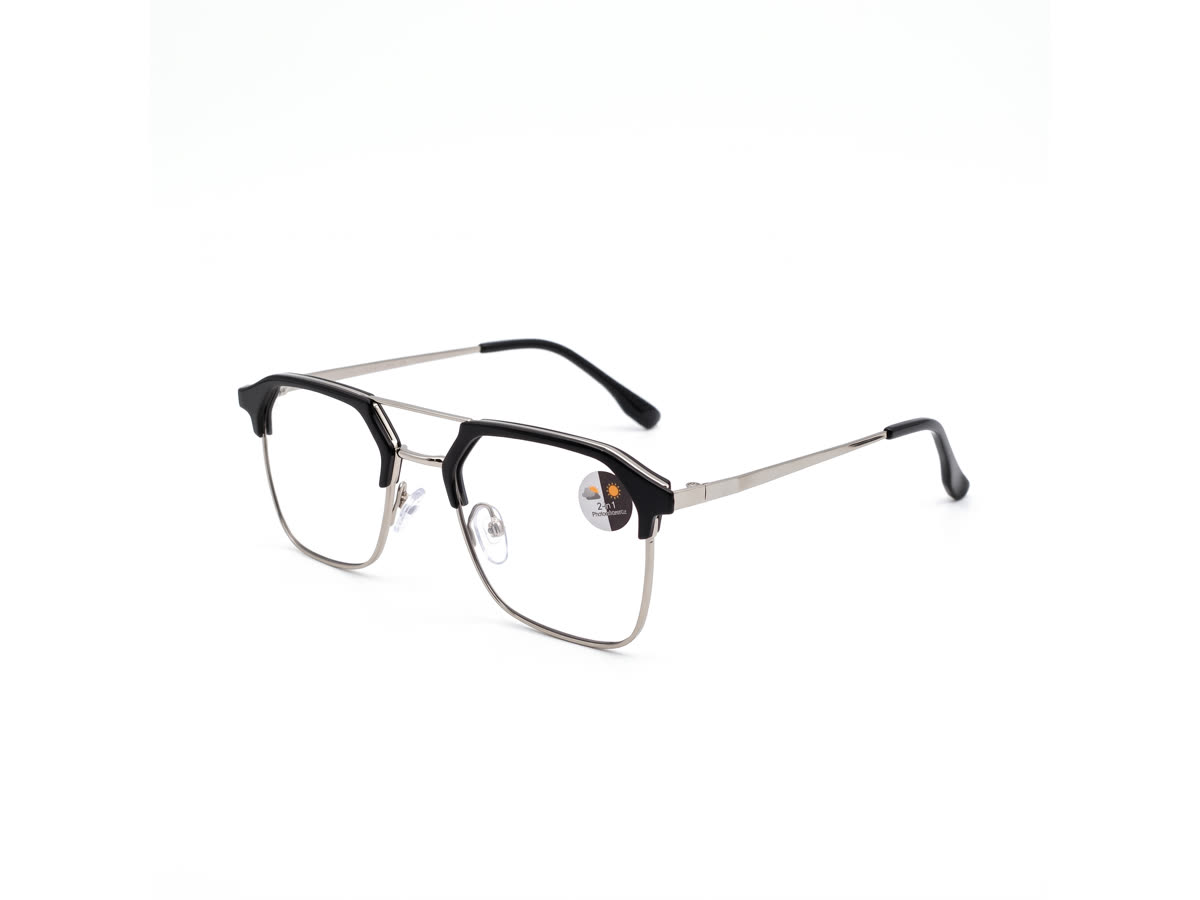 Specialized Frame — Double-Bridge Clubmaster · Black + Silver — Specialized Frames in Black + Silver