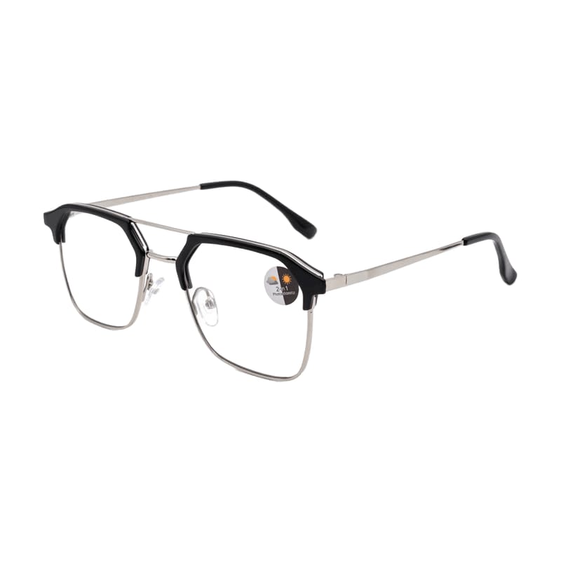 Specialized Frame — Double-Bridge Clubmaster · Black + Silver — Specialized Frames in Black + Silver