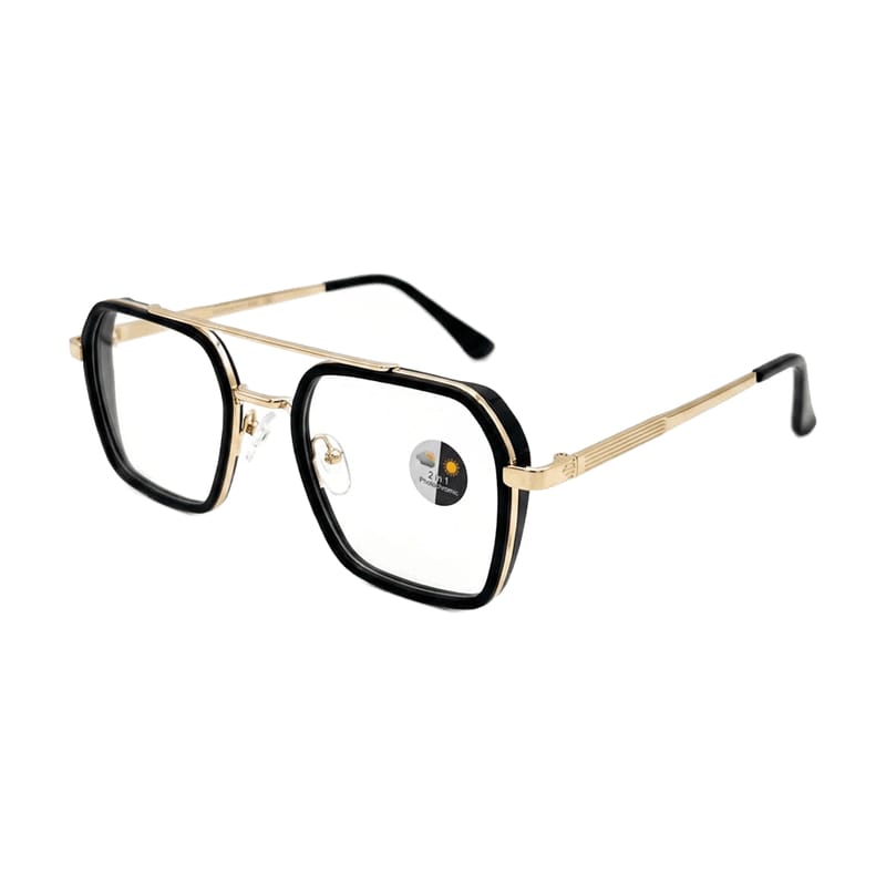 Specialized Frame — Geometric Double-Bridge · Golden + Matte Black — Specialized Frames in Golden + Matte Black