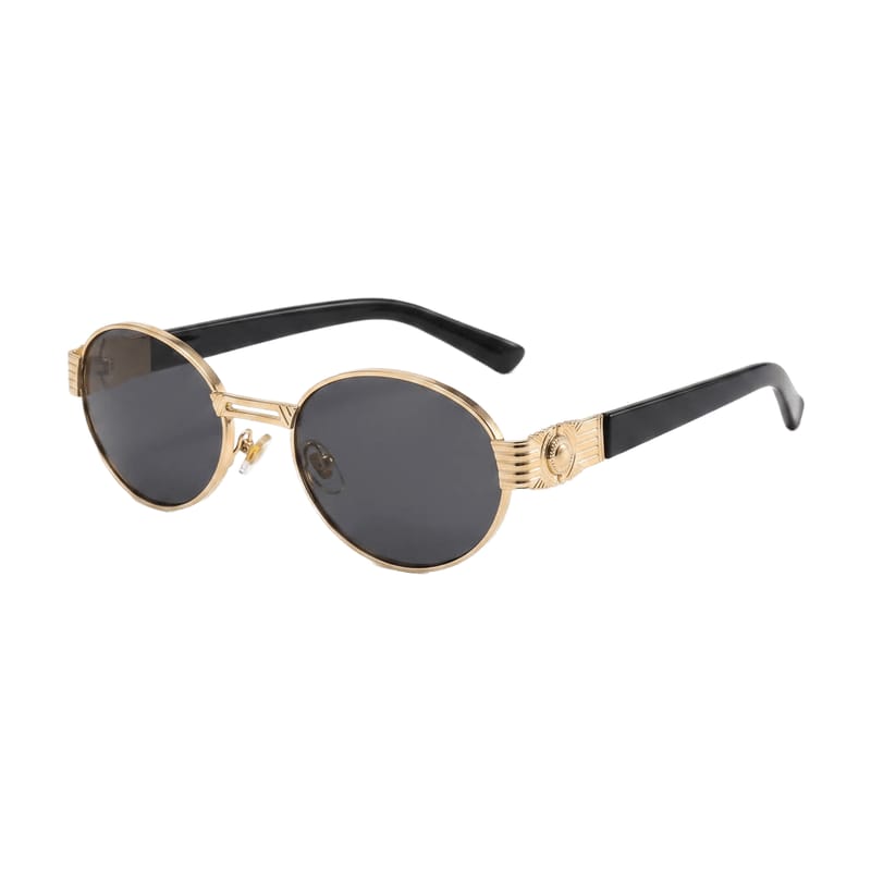 Unisex Oval Metal Sunglasses — Golden · Black Tint — Sunglasses in Golden