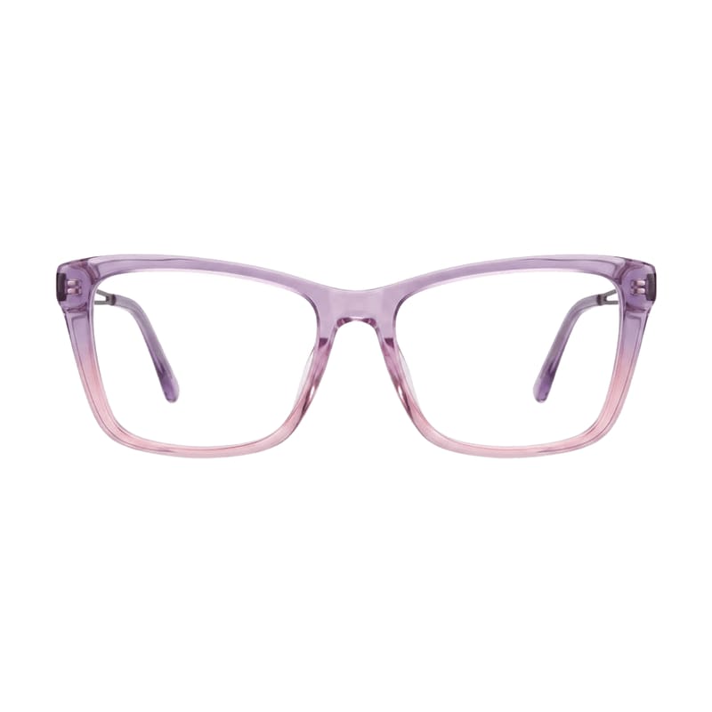 Women's Squared Cat-Eye Acetate Frame — Translucent Pink + Purple — Eyeglasses in Translucent Pink + Purple