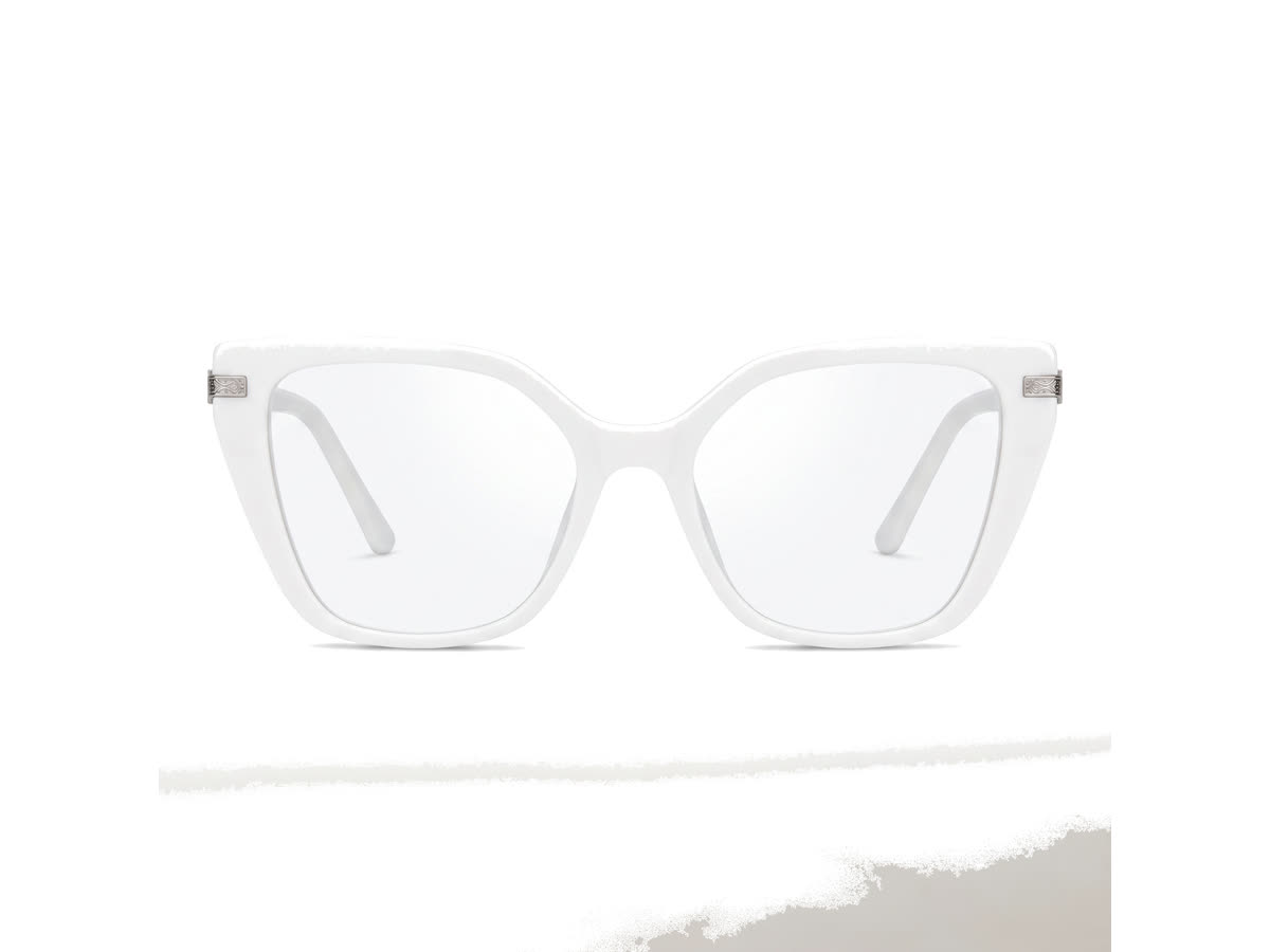 Women's Upswept Cat-Eye Acetate Frame — White — Eyeglasses in White