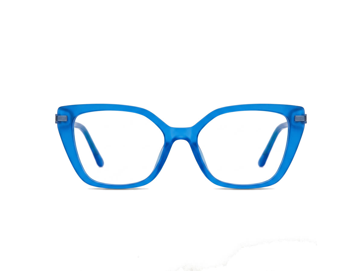 Women's Upswept Cat-Eye Acetate Frame — Matte Blue — Eyeglasses in Matte Blue