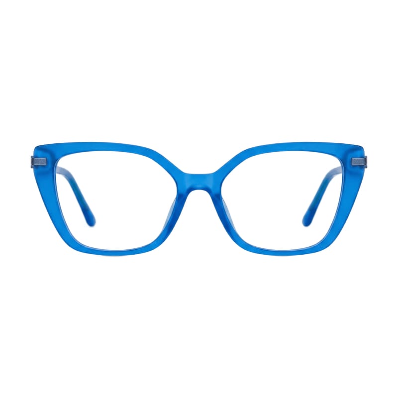 Women's Upswept Cat-Eye Acetate Frame — Matte Blue — Eyeglasses in Matte Blue