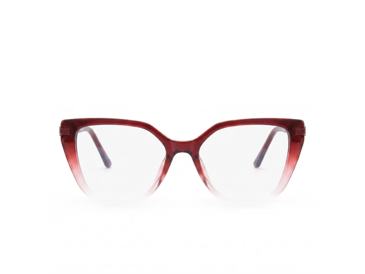 Women's Upswept Cat-Eye Acetate Frame — Maroon — Eyeglasses in Maroon
