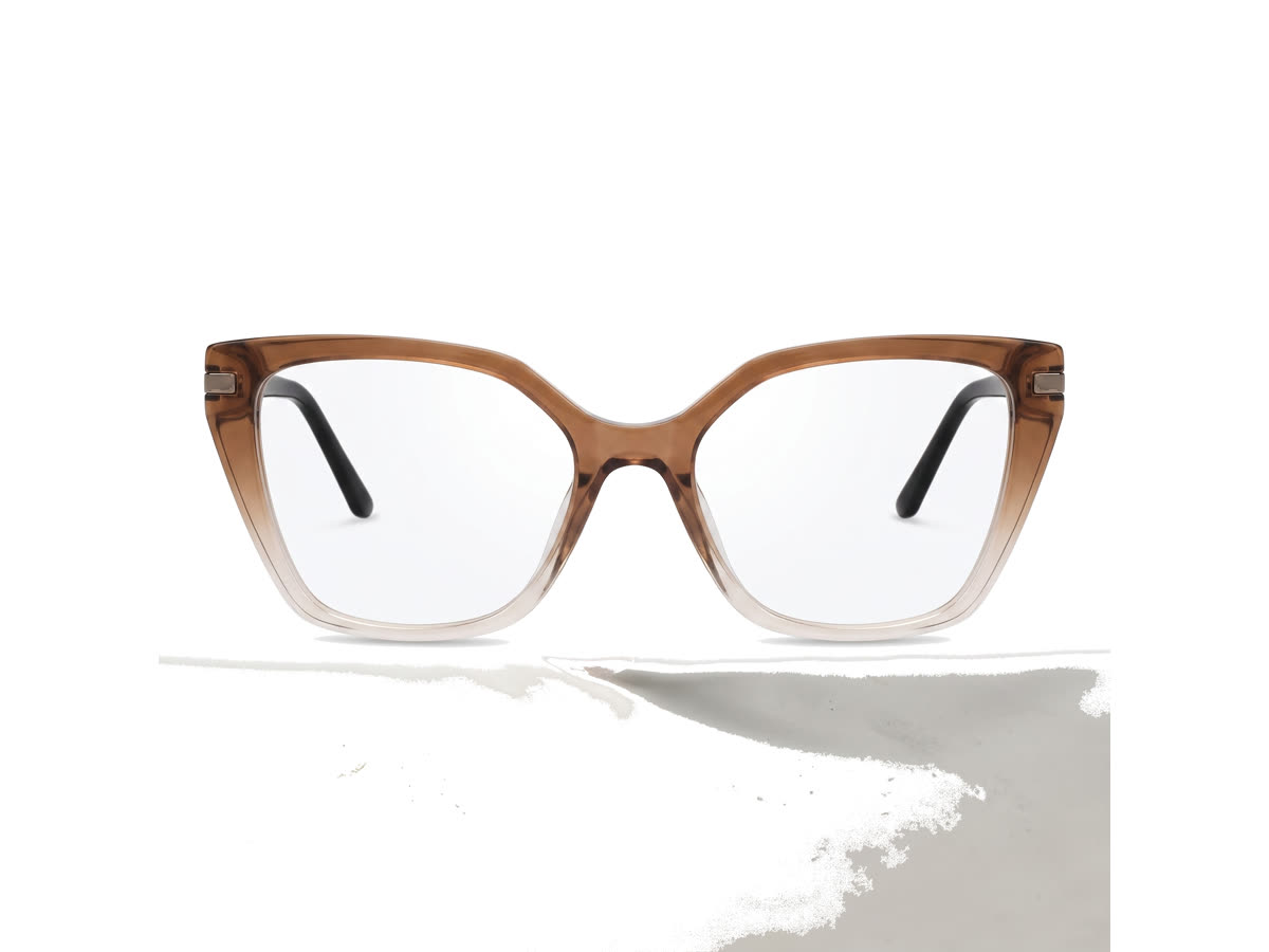 Women's Upswept Cat-Eye Acetate Frame — Translucent Brown — Eyeglasses in Translucent Brown