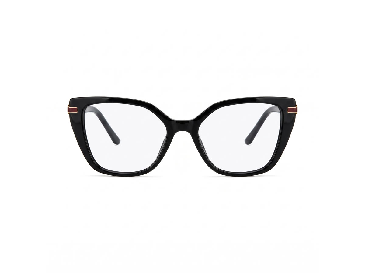 Women's Upswept Cat-Eye Acetate Frame — Gloss Black — Eyeglasses in Gloss Black