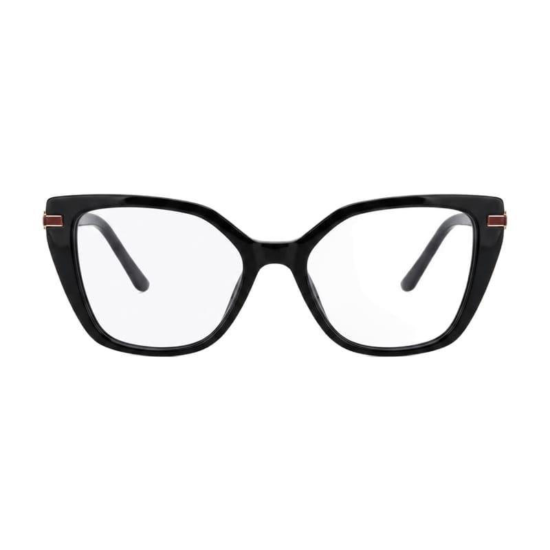 Women's Upswept Cat-Eye Acetate Frame — Gloss Black — Eyeglasses in Gloss Black