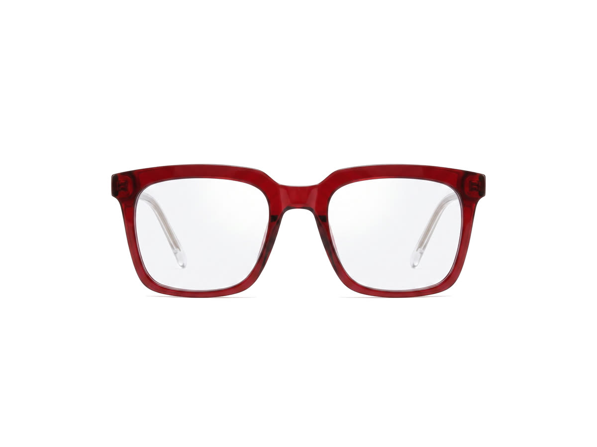 Women's Bold Square Acetate Frame — Crystal Red — Eyeglasses in Crystal Red
