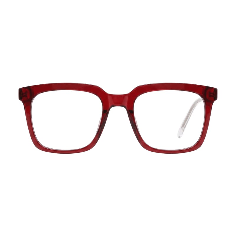 Women's Bold Square Acetate Frame — Crystal Red — Eyeglasses in Crystal Red