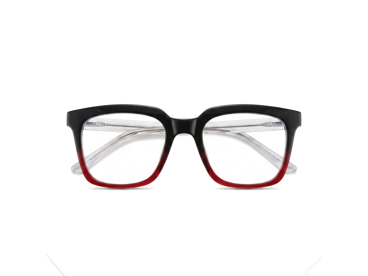 Women's Bold Square Acetate Frame — Two-tone Black + Red — Eyeglasses in Two-tone Black + Red