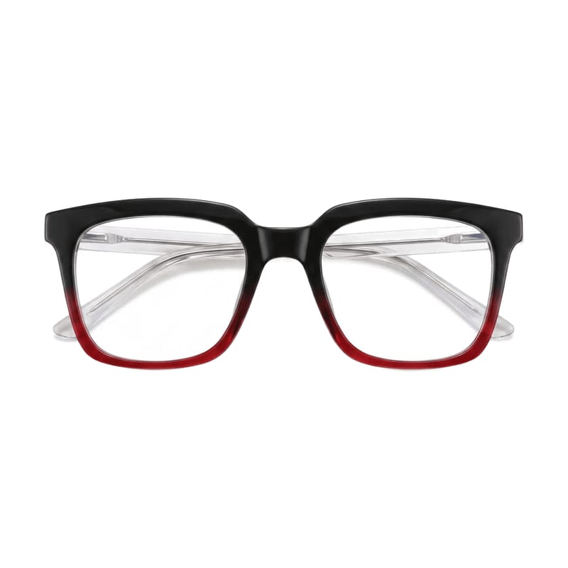 Women's Bold Square Acetate Frame — Two-tone Black + Red — Eyeglasses in Two-tone Black + Red
