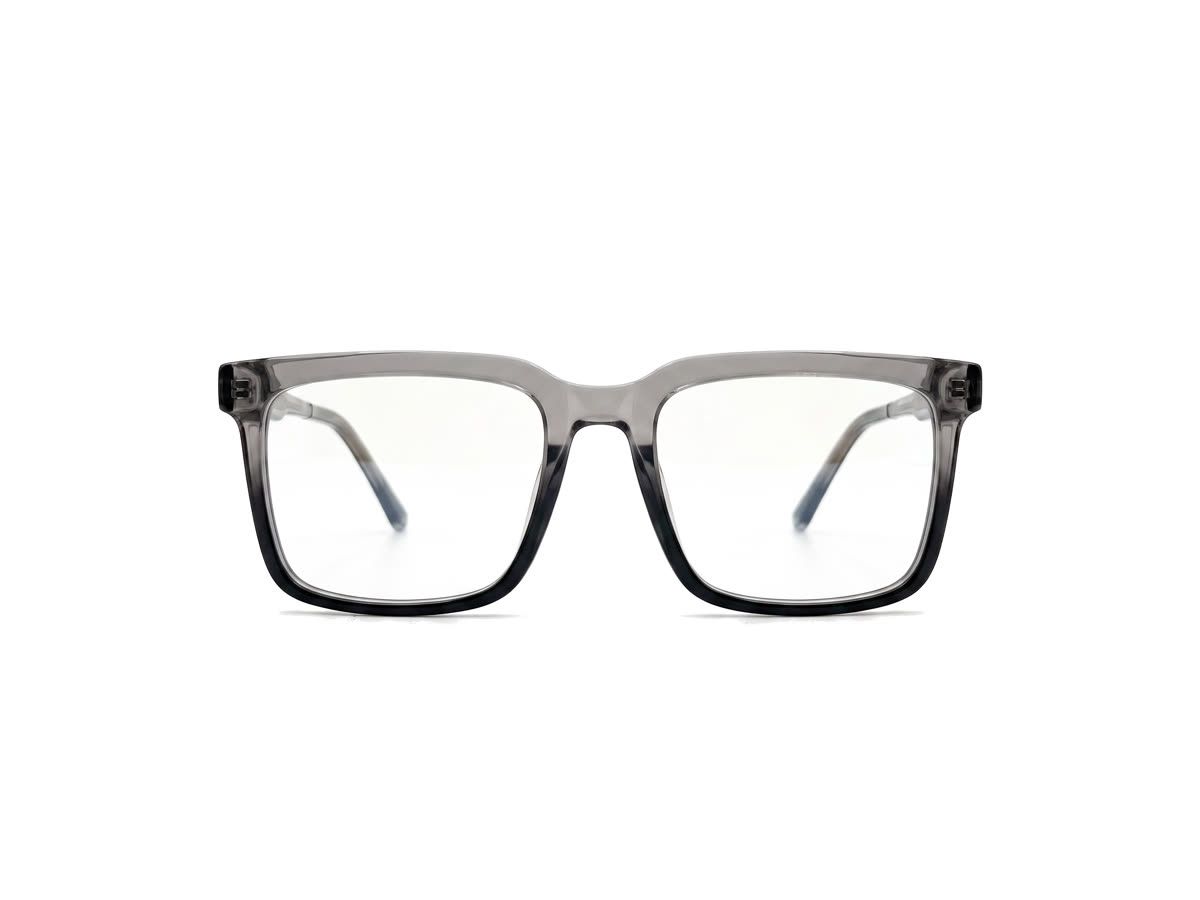 Women's Flat-Top Rectangle Acetate Frame — Two-tone Gloss Grey + Black — Eyeglasses in Two-tone Gloss Grey + Black