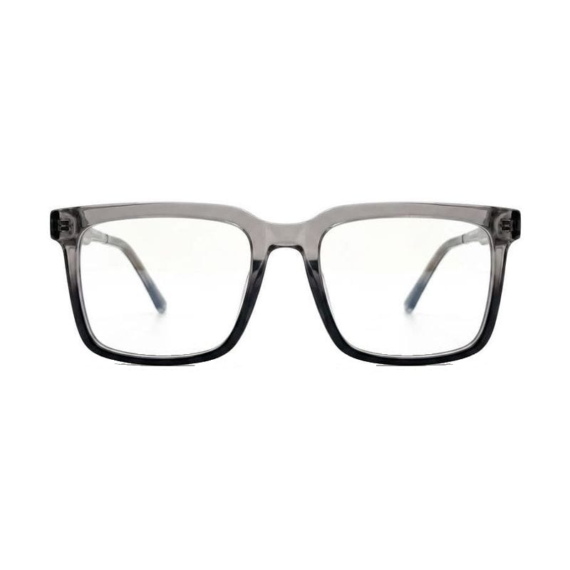 Women's Flat-Top Rectangle Acetate Frame — Two-tone Gloss Grey + Black — Eyeglasses in Two-tone Gloss Grey + Black