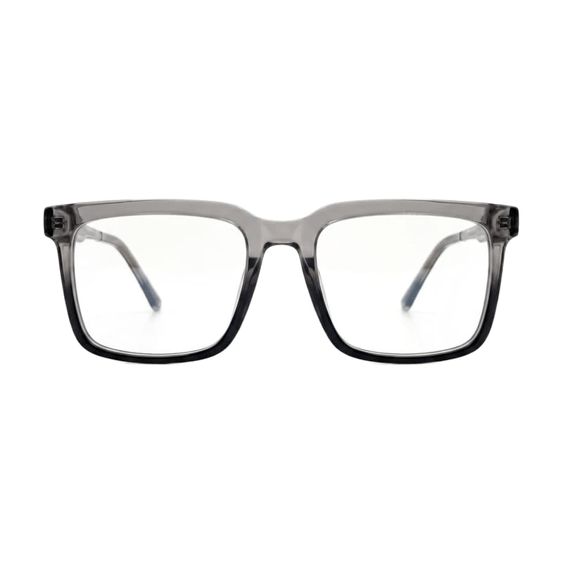 Women's Flat-Top Rectangle Acetate Frame — Two-tone Gloss Grey + Black — Eyeglasses in Two-tone Gloss Grey + Black