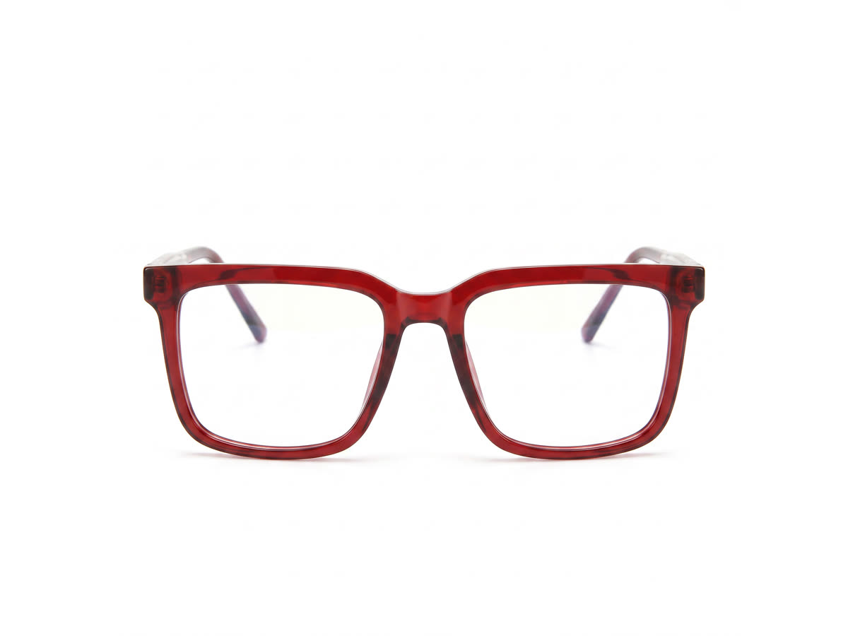 Women's Flat-Top Rectangle Acetate Frame — Crystal Red — Eyeglasses in Crystal Red