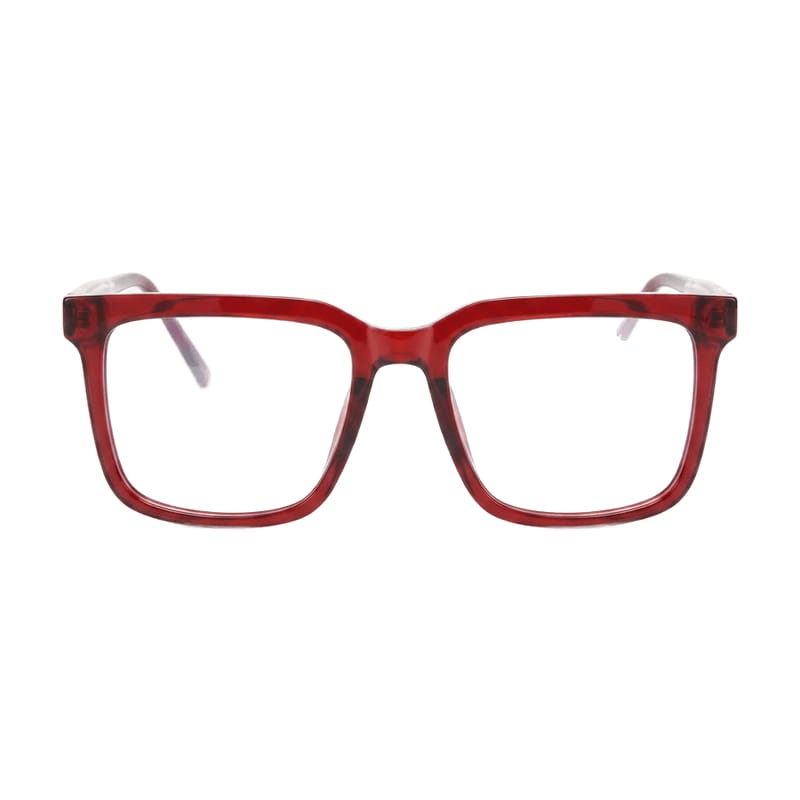 Women's Flat-Top Rectangle Acetate Frame — Crystal Red — Eyeglasses in Crystal Red