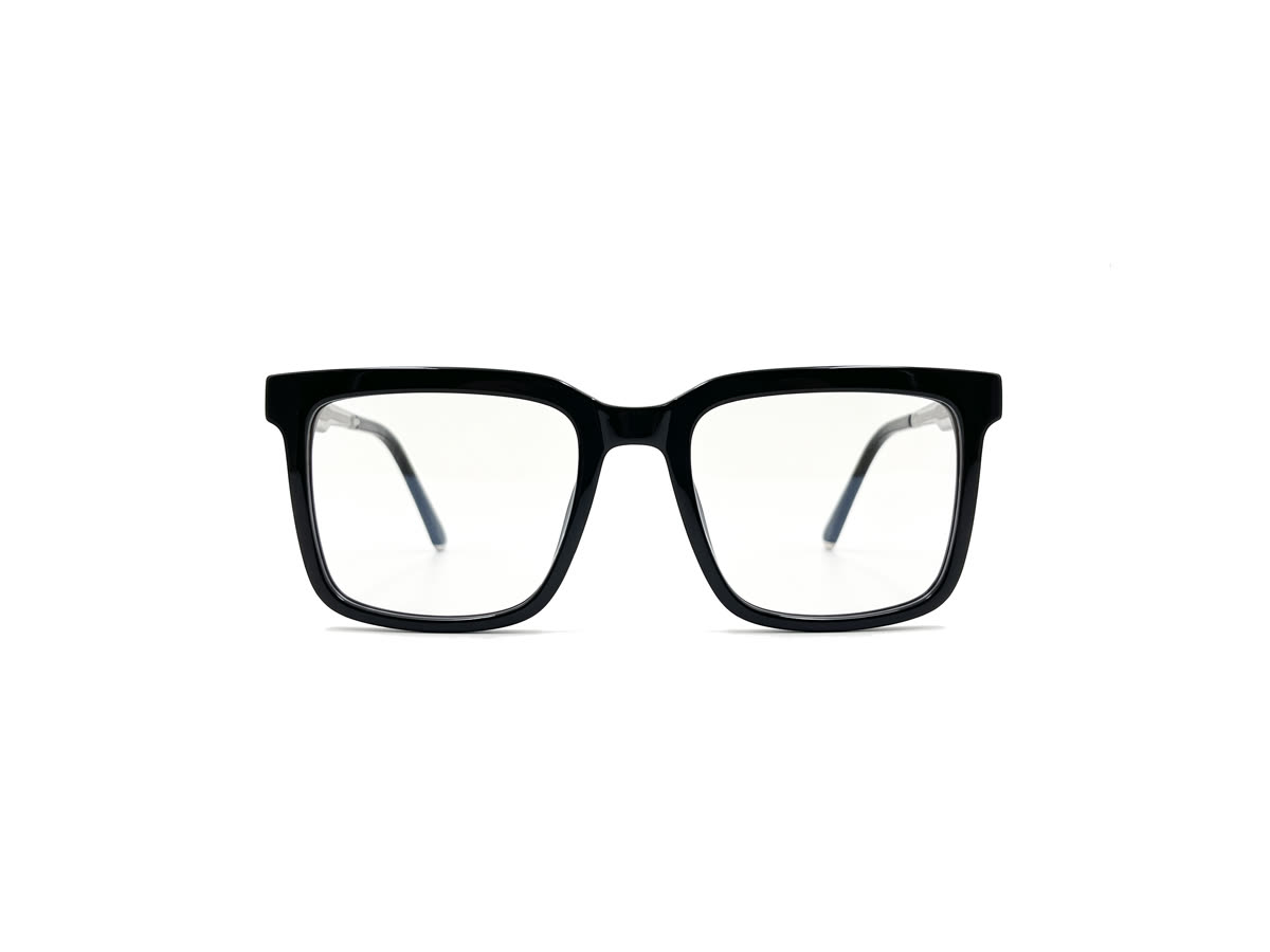 Women's Flat-Top Rectangle Acetate Frame — Black — Eyeglasses in Black