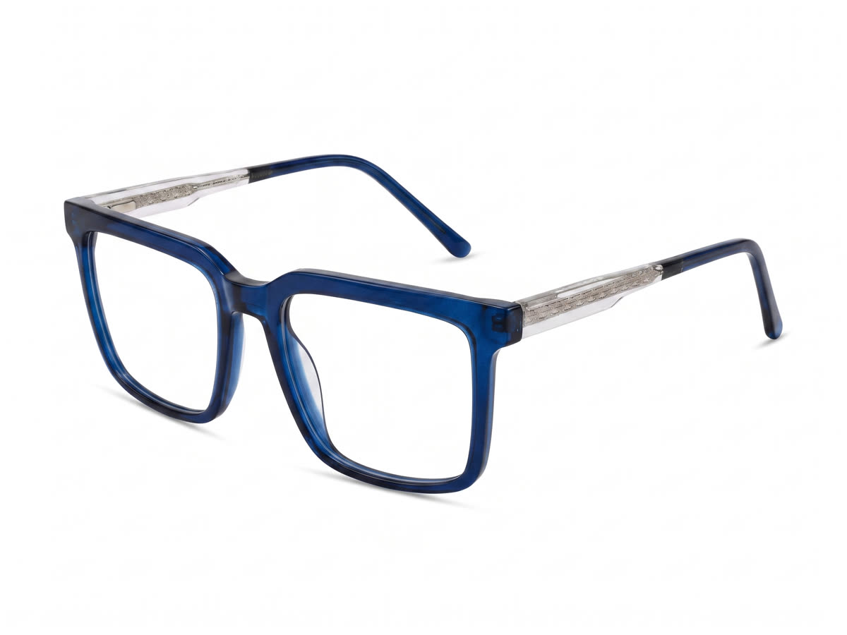 Women's Flat-Top Rectangle Acetate Frame — Galaxy Blue — Eyeglasses in Galaxy Blue