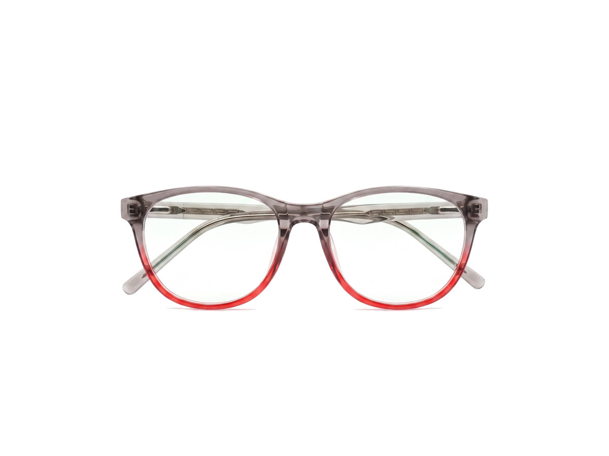 Women's Soft Round Acetate Frame — Red + Grey — Eyeglasses in Red + Grey