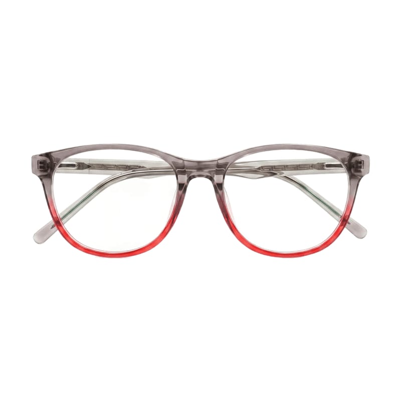 Women's Soft Round Acetate Frame — Red + Grey — Eyeglasses in Red + Grey