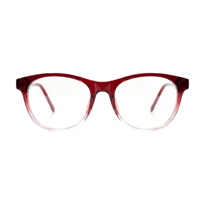 Women's Soft Round Acetate Frame — Crystal + Ruby Red — Eyeglasses in Crystal + Ruby Red