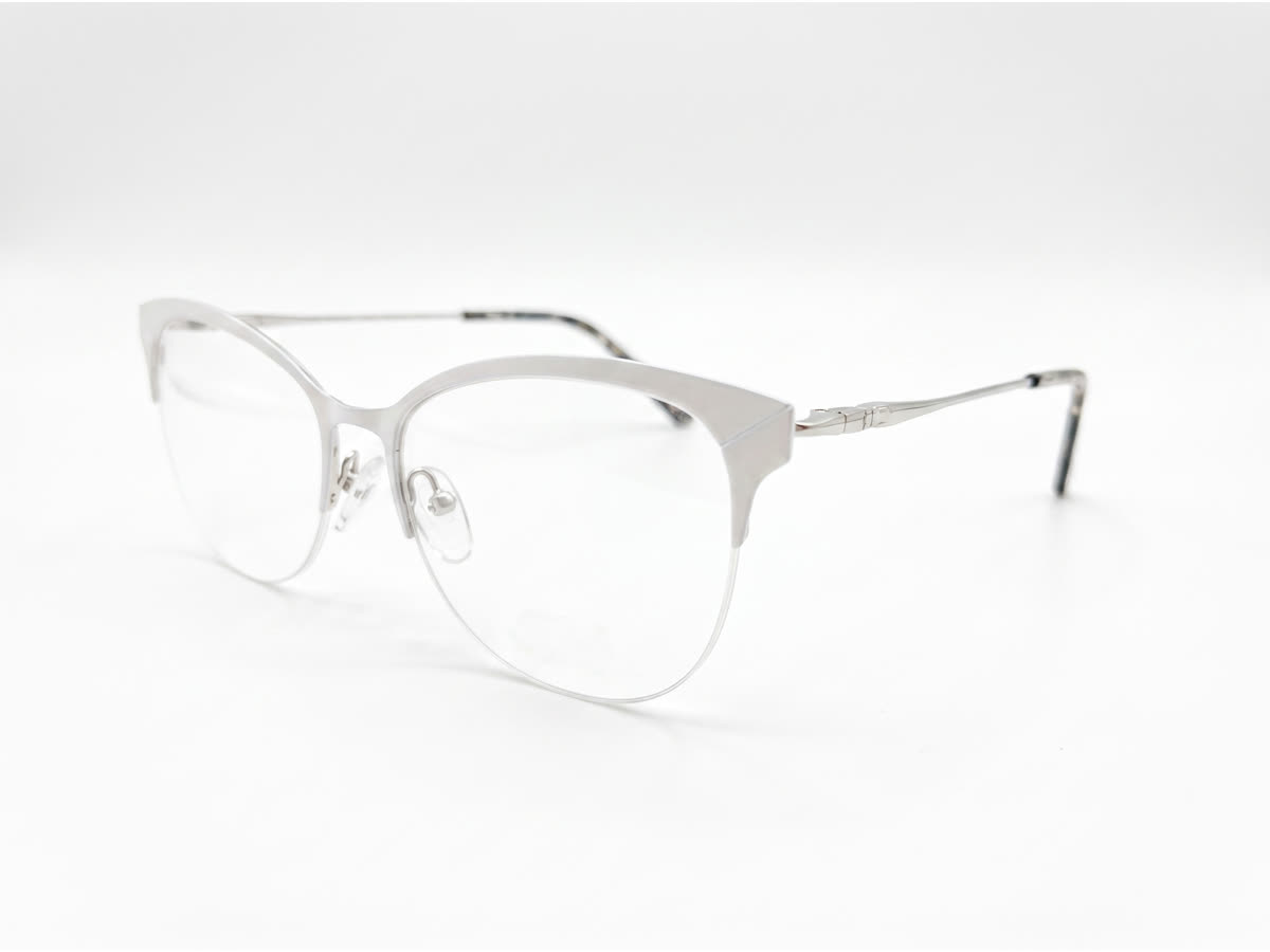 Women's Browline Cat-Eye Half-Rim Frame — Pearl White — Eyeglasses in Pearl White