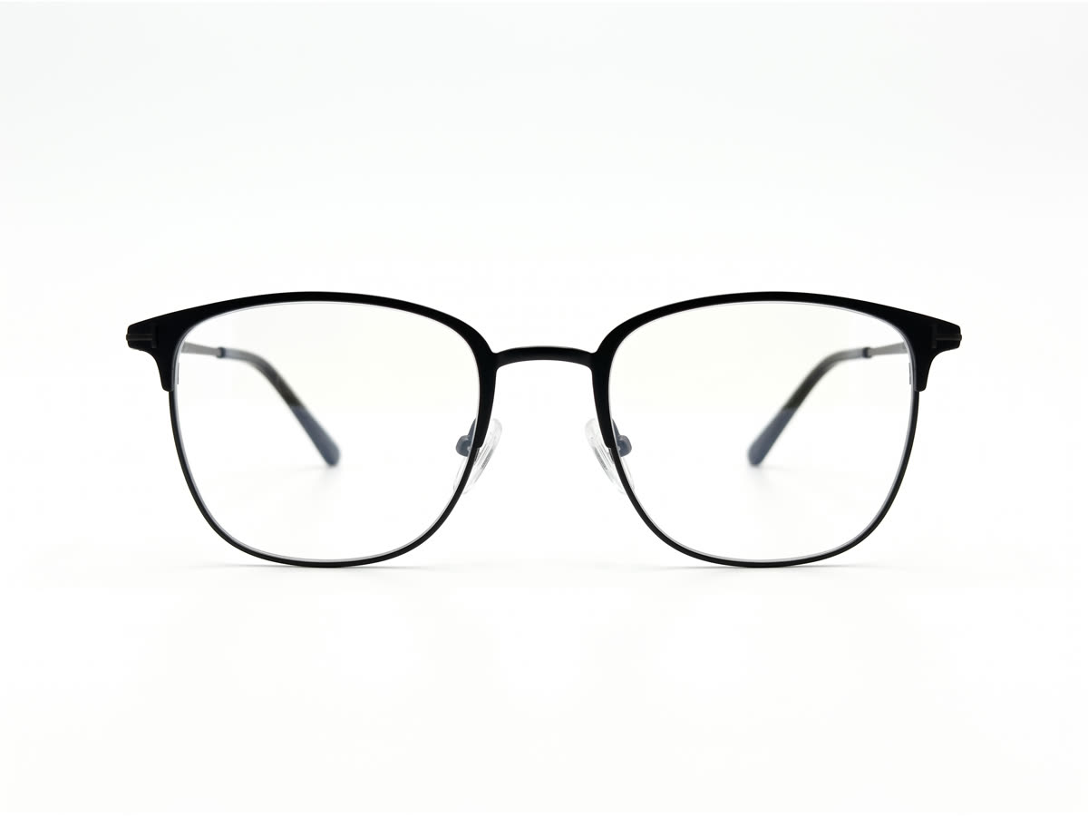 Women's Browline Cat-Eye Half-Rim Frame — Matte Black — Eyeglasses in Matte Black, Metal