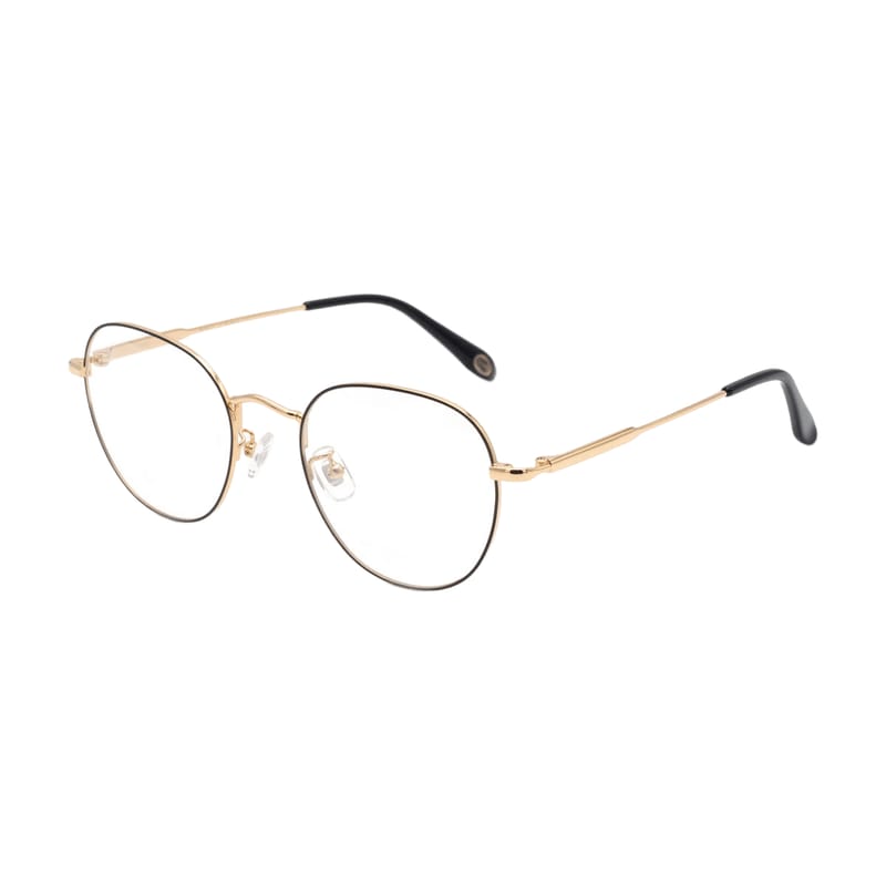 Women's Slim Round Metal Frame — Gold + Black — Eyeglasses in Gold + Black